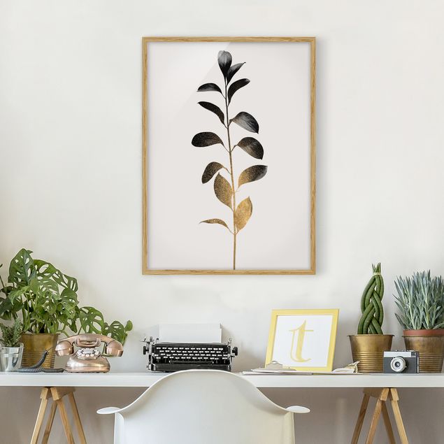 Art posters Graphical Plant World - Gold And Grey