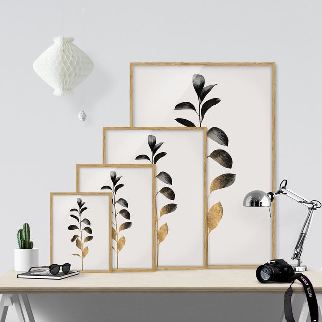 Floral picture Graphical Plant World - Gold And Grey