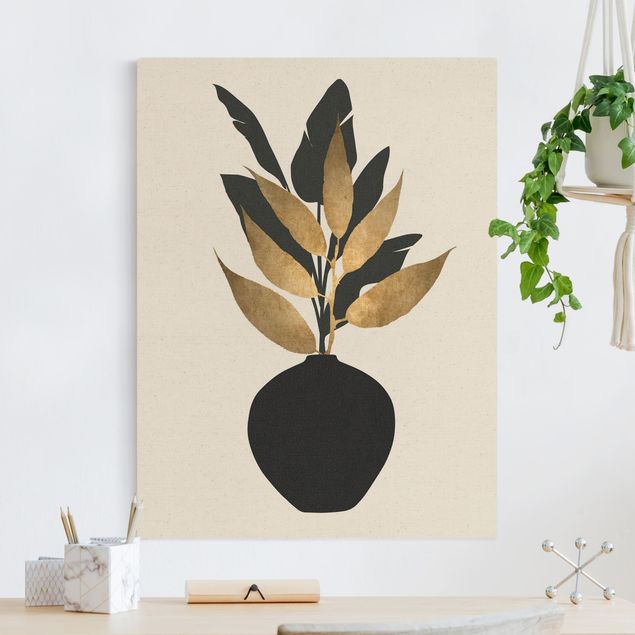 Kitchen Graphical Plant World - Gold And Black