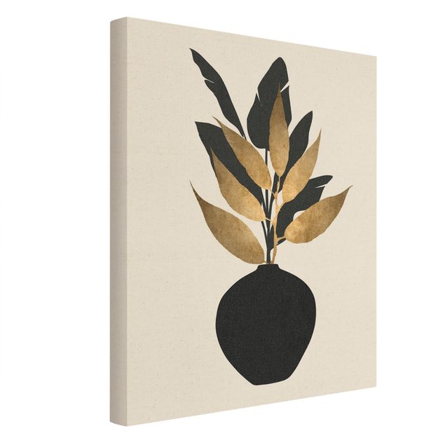 Prints Graphical Plant World - Gold And Black