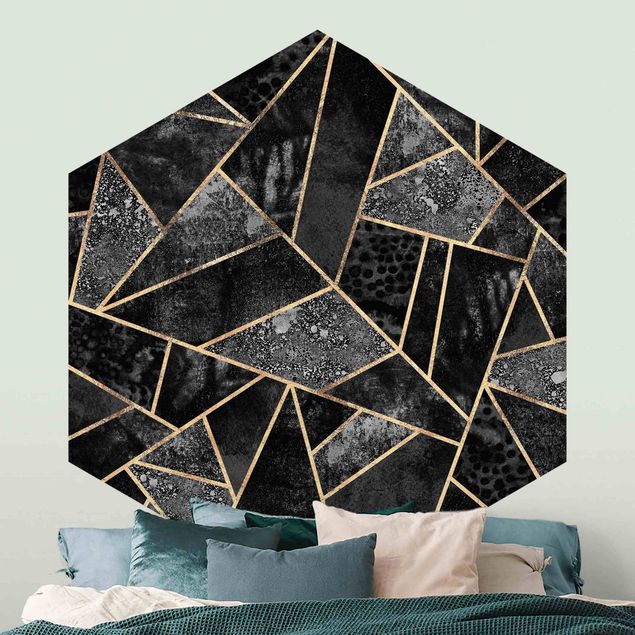Geometric pattern wallpaper Gray Triangles Gold