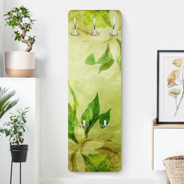 Wall mounted coat rack flower Green Blossoms