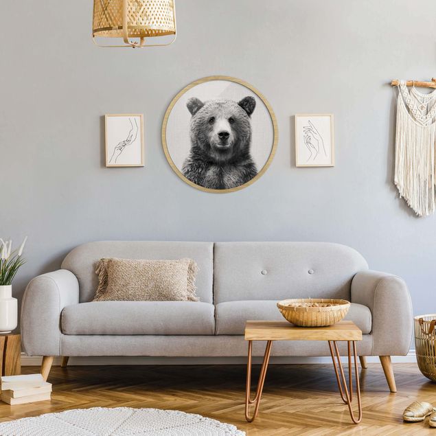 Bear art prints Grizzly Bear Gustel Black And White