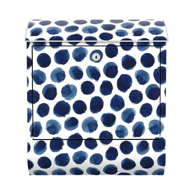 Letterboxes Large Watercolour Polkadots In Indigo
