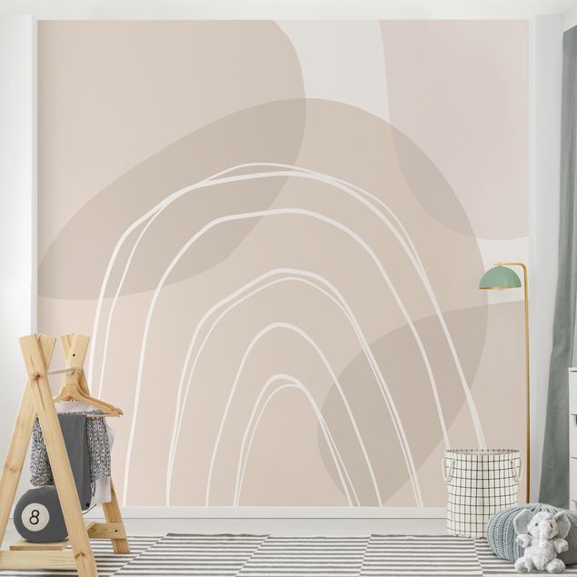 Wallpapers patterns Large Circular Shapes in a Rainbow - beige