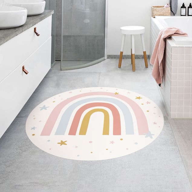 contemporary rugs Big Rainbow With Stars And Dots