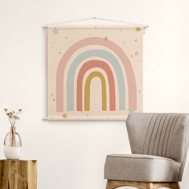 extra large tapestry Big Rainbow With Stars And Dots
