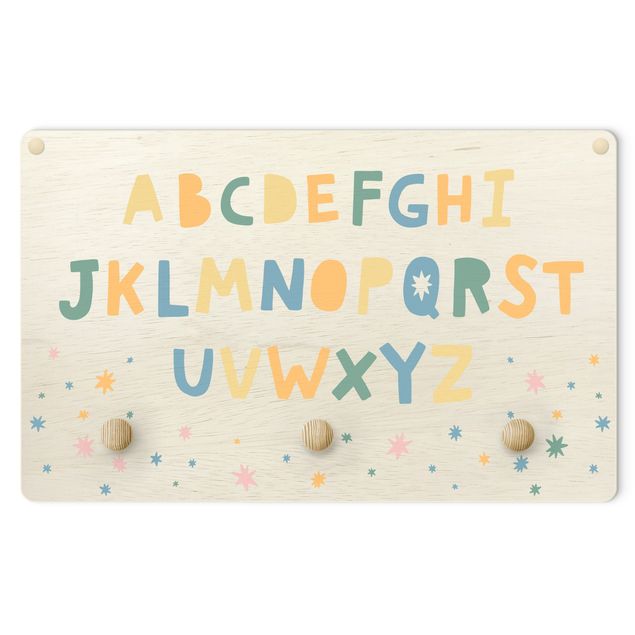 Wall coat hanger Big Alphabet With Stars Colourful