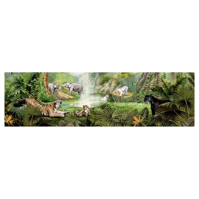 Film adhesive Big cats in the jungle oasis