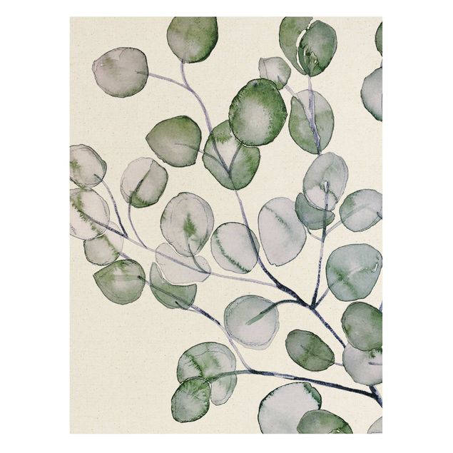 Green art prints Green Watercolour Eucalyptus Branch