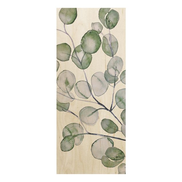 Wood prints flower Green Watercolour Eucalyptus Branch