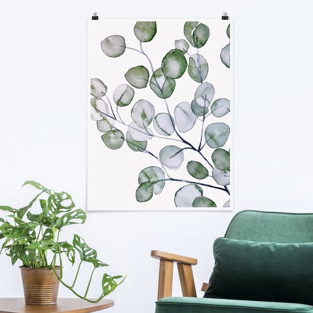 Flower print Green Watercolour Eucalyptus Branch