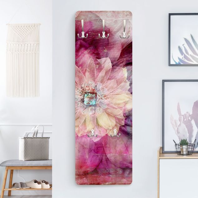 Wall mounted coat rack flower Grunge Flower