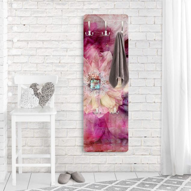 Wall mounted coat rack Grunge Flower