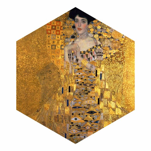 Hexagonal wall mural Gustav Klimt - Portrait Of Adele Bloch-Bauer I