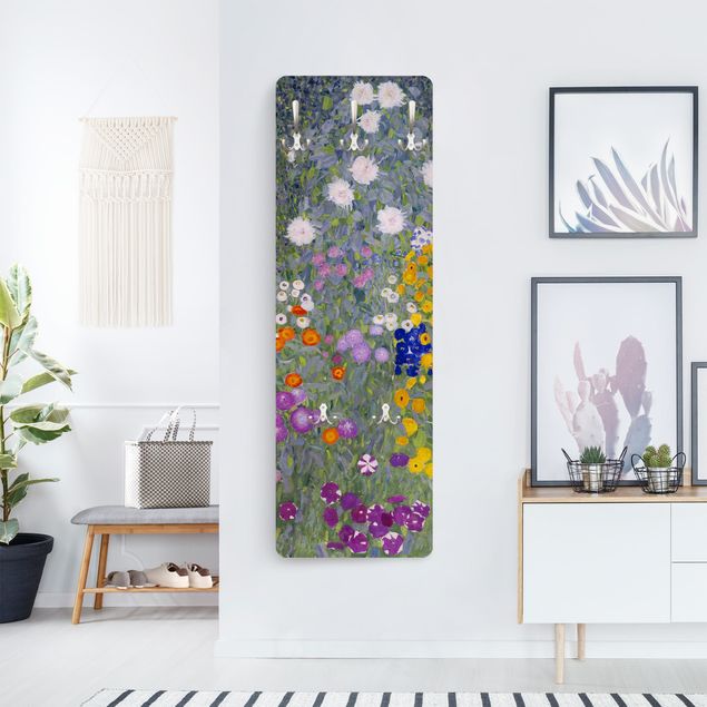Wall mounted coat rack flower Gustav Klimt - Cottage Garden
