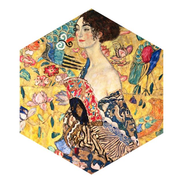 Wallpapers yellow Gustav Klimt - Lady With Fan