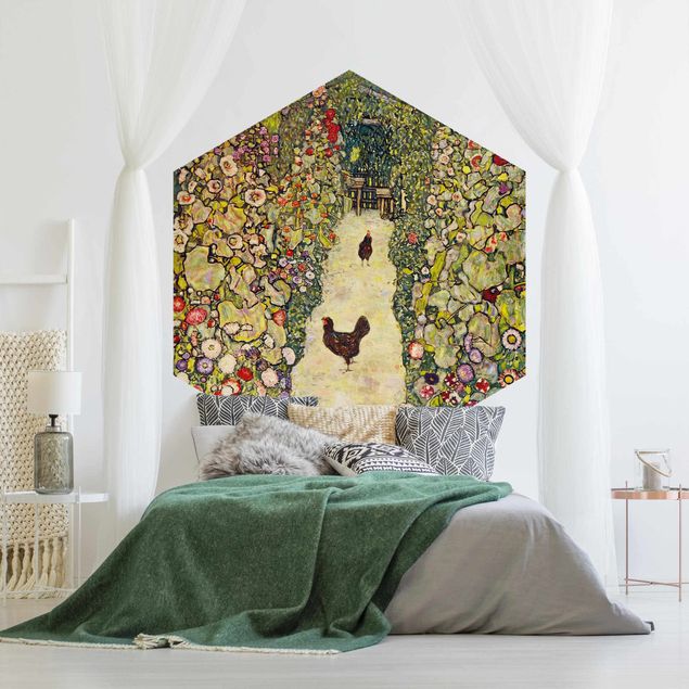 Wallpapers flower Gustav Klimt - Garden Path with Hens