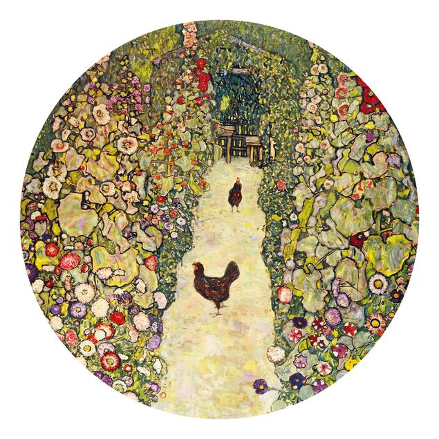 Floral wallpaper Gustav Klimt - Garden Path with Hens