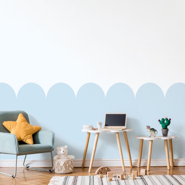 Geometric shapes wallpaper Semicircular Border Medium blue
