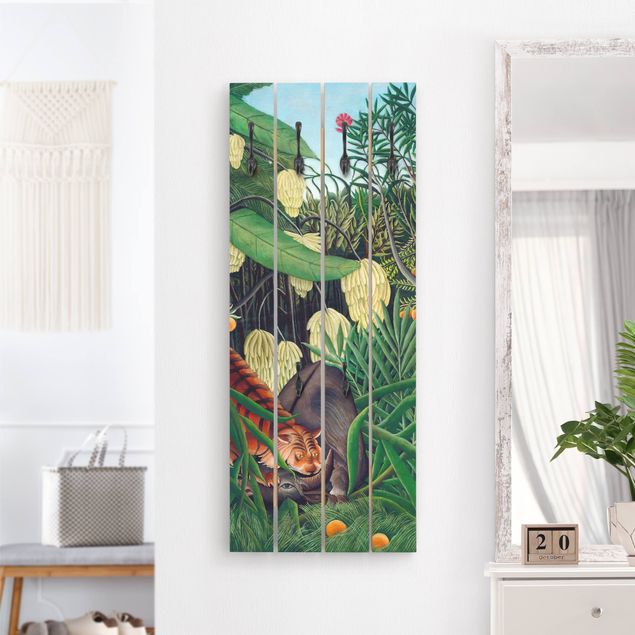 Wall mounted coat rack flower Henri Rousseau - Fight Between A Tiger And A Buffalo