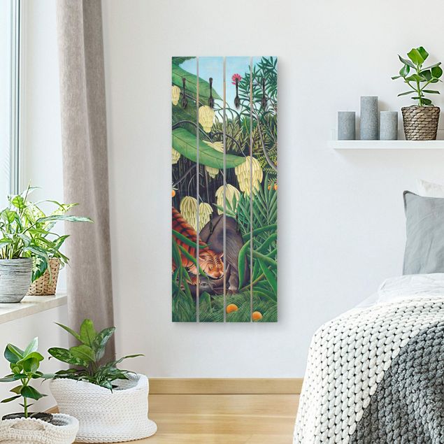 Wall mounted coat rack landscape Henri Rousseau - Fight Between A Tiger And A Buffalo