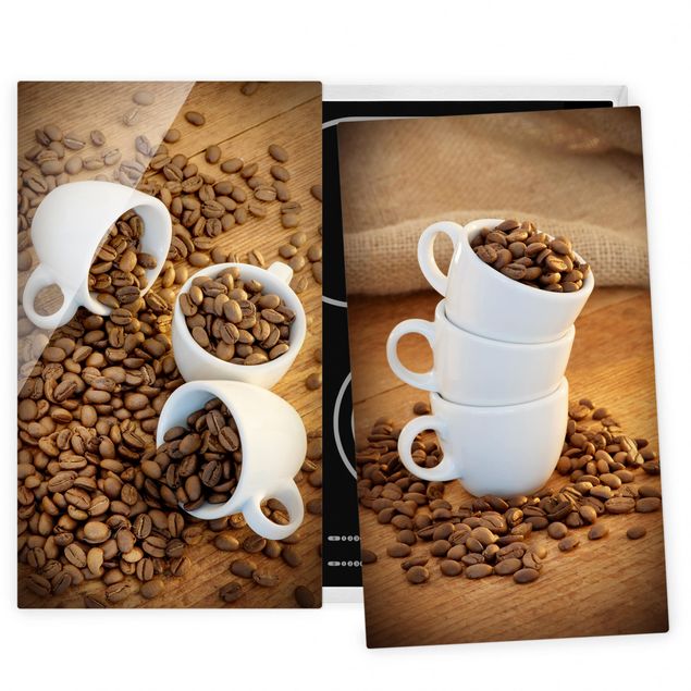 Stove top covers baking-coffee 3 espresso cups with coffee beans