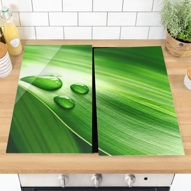 Stove top covers flower Banana Leaf With Drops