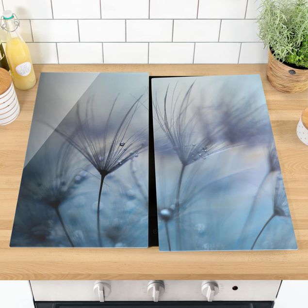 Stove top covers flower Blue Feathers In The Rain