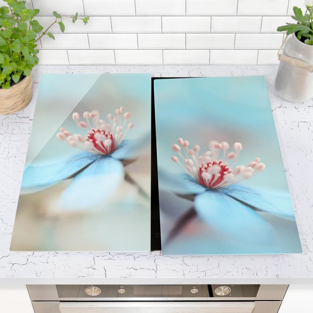 Stove top covers flower Flowers In Light Blue