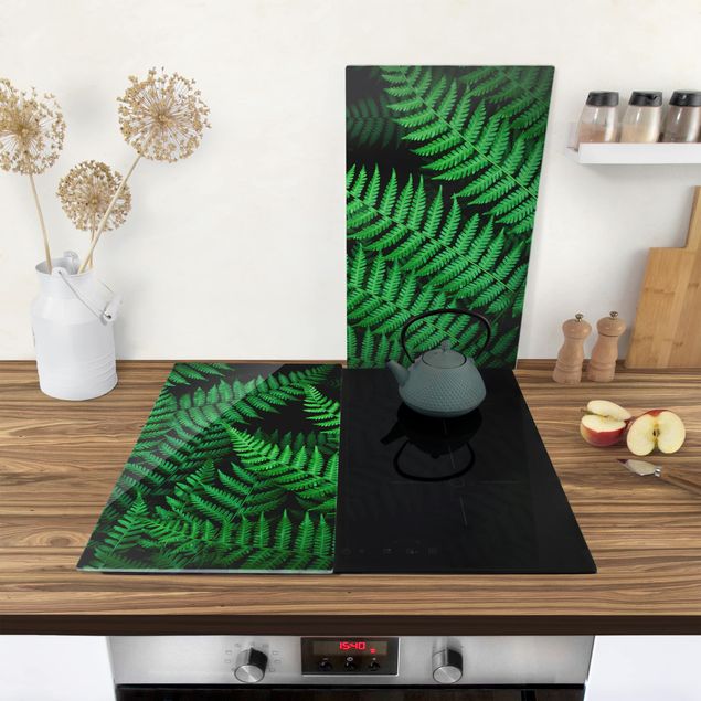 Glass stove top cover Fern