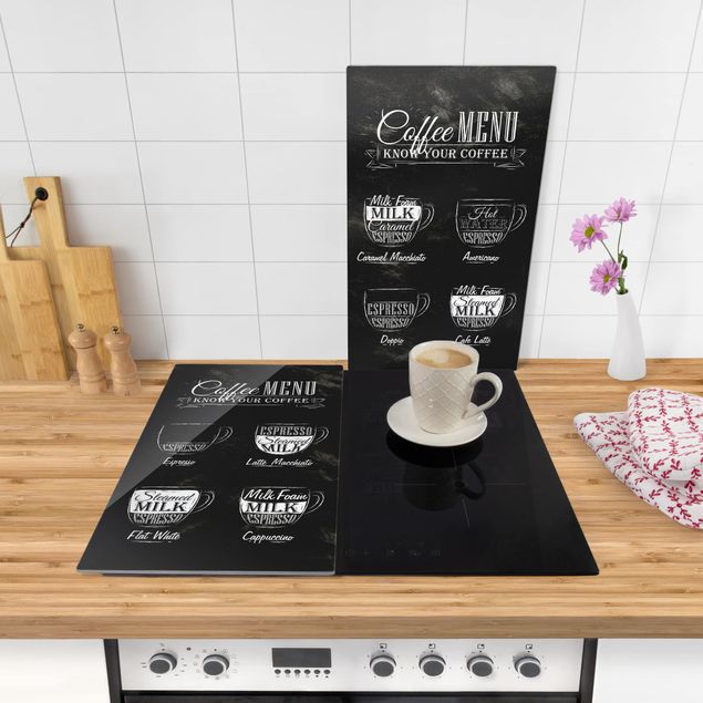 Oven top cover Coffee Varieties Chalkboard