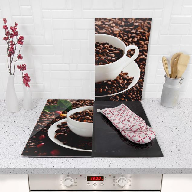 Oven top cover Coffee Cup With Roasted Coffee Beans