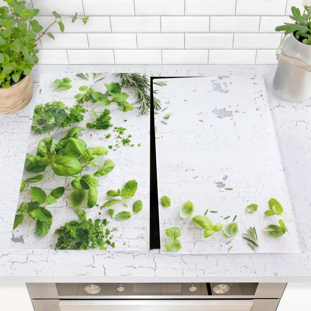 Stove top covers flower Herbs On Wood Shabby