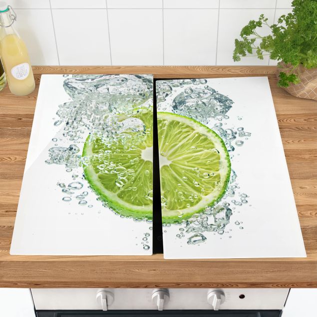 Stove top covers flower Lime Bubbles