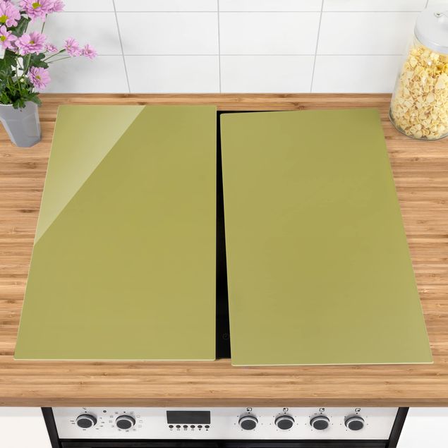 Glass stove top cover Lime Green Bamboo