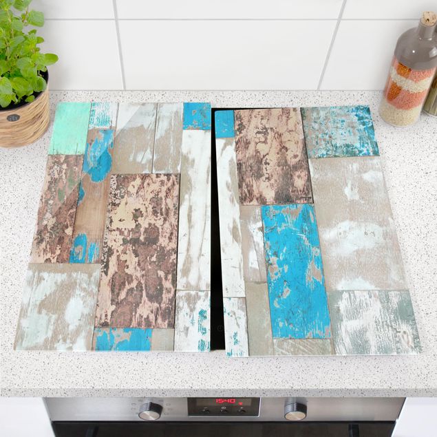 Glass stove top cover Maritime Planks