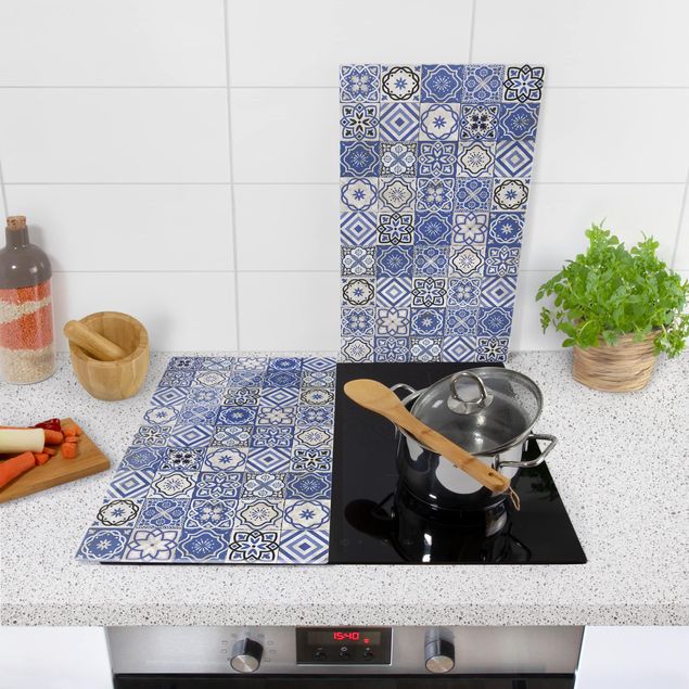 Glass stove top cover - Mediterranean Tile Pattern