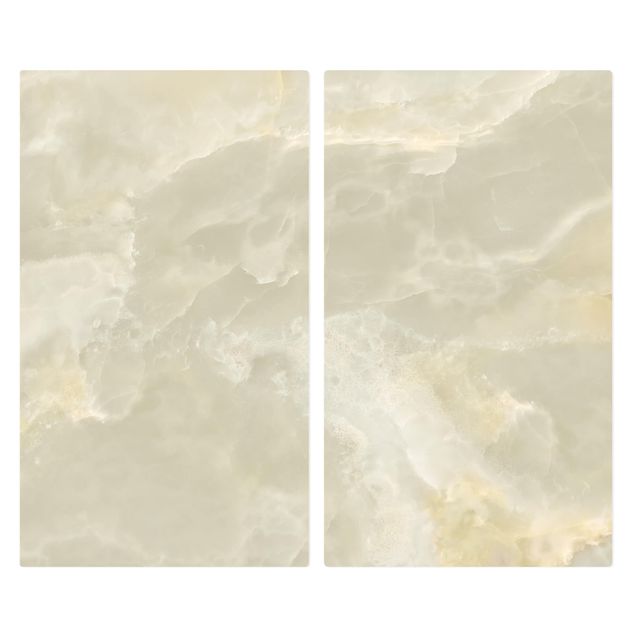 Glass stove top cover - Onyx Marble Cream