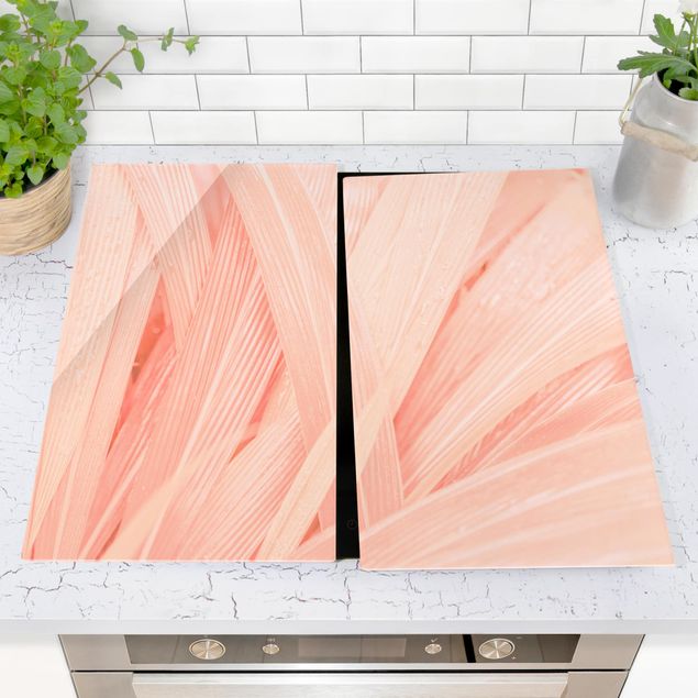 Stove top covers flower Palm Leaves Light Pink