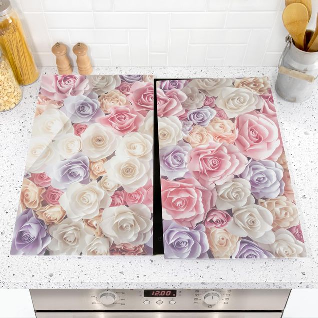 Stove top covers flower Pastel Paper Art Roses