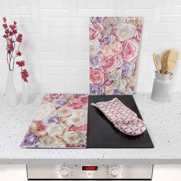 Stove top covers Pastel Paper Art Roses