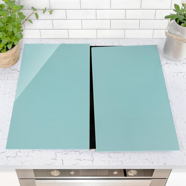 Glass stove top cover Pastel Turquoise