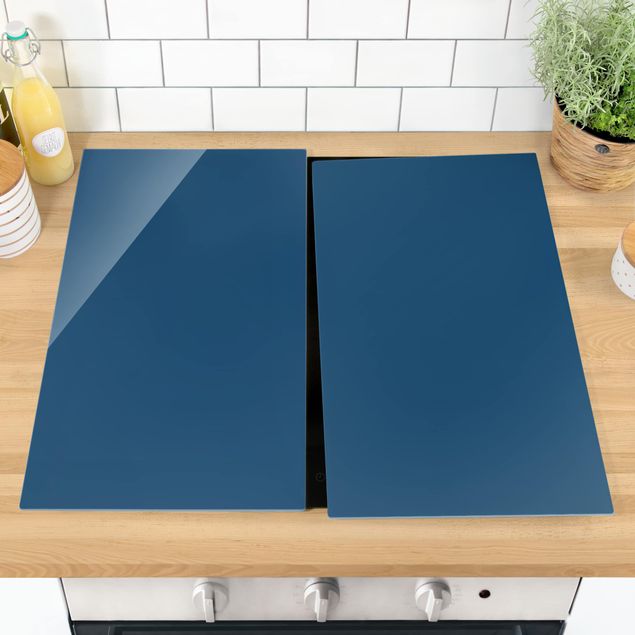 Glass stove top cover Prussian Blue
