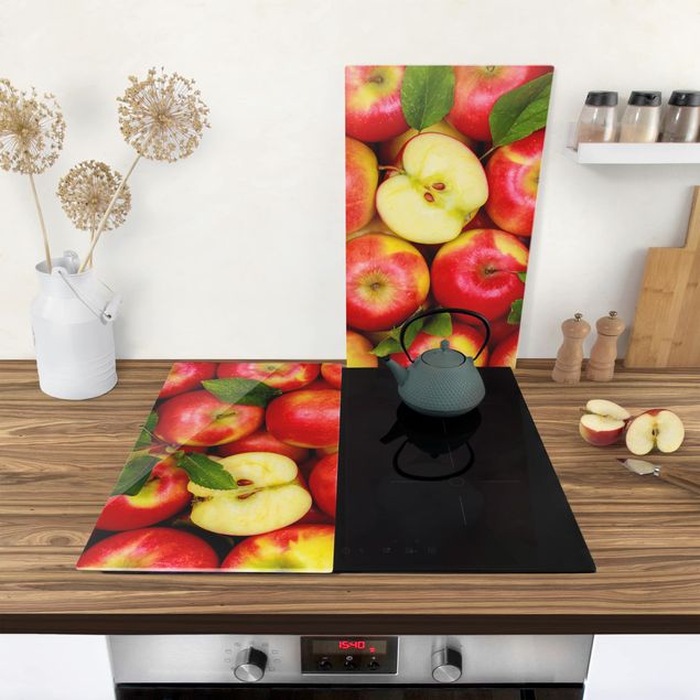 Glass stove top cover Juicy apples
