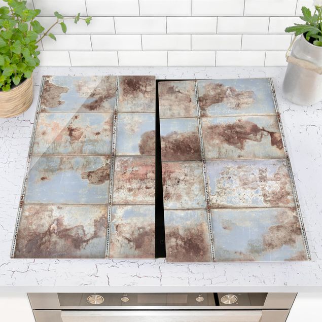Stove top covers stone Shabby Industrial Metal Look