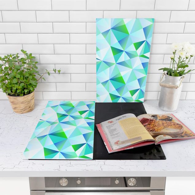 Glass stove top cover Vector Pattern Turquoise