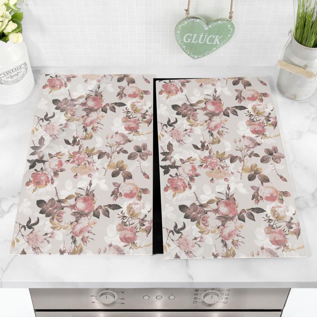 Stove top covers flower Vintage Floral Pattern With Roses