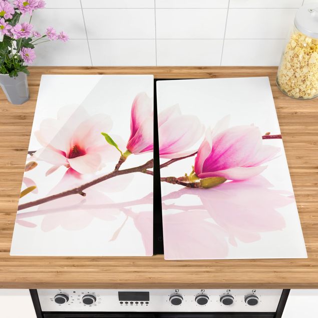 Stove top covers flower Delicate Magnolia Branch