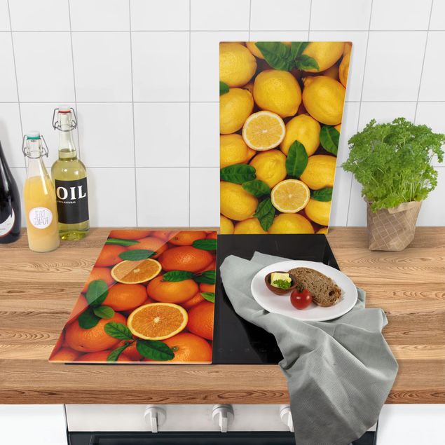 Glass stove top cover Citrus Fruit